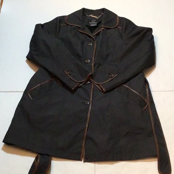 DENNIS BASSO DARK GREEN BELT TRENCH COAT SZ S - Picture 11 of 11